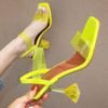 10cm Yellow PVC Jelly Sandals Crystal Open Toe Perspex High Heels Shoes Spike Transparent Heel Sandals Slippers Pumps white 15% 3