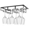 Black Under Cabinet Hanging Metal Stemware Wine Glass Rack for Bar Kitchen Living Room 3