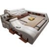 Modern Luxurious Tufted Upholstered Wholesale Multi-functional Smart Leather Bed With Massage and Tatami Double King Size Bunk 3