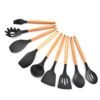 Amazon top seller silicone cooking utensils 11pcs Kitchen Tools Silicone Set wood handle 3