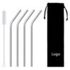 4-Piece Stainless Steel Straws, Metal Straws Set Reusable Drinking Straw 3