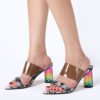New Design Snake Skin Ladies Block High Heel Sandals Summer Women Shoes 3