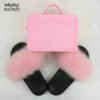 Jellyooy BEACHKINS Woven PVC Jelly Bag Matte With Fox Fur Slides Sets Purse Bag Match Fur Slippers Sandals 3