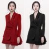 MZ18368 Fashion High-end Clothing Two Piece Skirt Sets V-neck Long Sleeve Women Office Dress 3