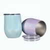 (Sample )stainless steel tumbler 12 oz egg shape wine beer tumbler cups rainbow print double wall water bottle drinking cup 3