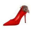 825-7 Europe and the United States sexy thin high heel women's shoes stiletto high heel bow suede shallow mouth pointed shoes 3