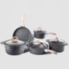 Eco-friendly 9 pcs die cast aluminum granite coating non stick cookware cooking pots and pans set 3