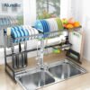 85cm Kitchen Black Drying Organizer Holder Stainless Steel Racks Basket Over Sink Dish Storage Rack 3