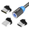 TOPK AM17 Durable Hard Nylon Weave LED USB Type C Micro USB Magnetic Charging Cable 3