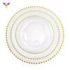 Wedding Glass Gold Beaded Food Safe Cheap Wholesale 13" Luxury Crystal Charger Plate 3