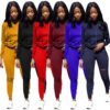 Top Quality 100% polyester Womens Jogger Tracksuit Hoodie Long Sleeve Tops Cuffed Two PieceTracksuit Set With Plus Size 3