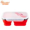 Factory offer Cost effect Platinum Cured silicone BPA Free Eco Friendly foldable lunch box 2 Compartments Silicone Lunch Box 3