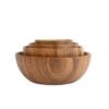 Amazon Top Sale 10 Inch Customized Logo Food Dinner Bowl Set Tableware Handmade Acacia Wood Salad Bowl For Kitchenware 3