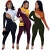 Sexy Jumpsuits for Women Ladies Zipper Color Stitching Long Sleeve Pants Rompers and Jumpsuits Full Service Manufacturer RS00222 3