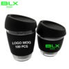 customize personalized promotions portable branded resuable mug keep sustainable glass reusuable coffee cup with silicone cover 3