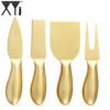 XYj 304 Stainless Steel Cheese Shaver Spreader Fork Gold Cheese Knife Set 3