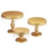 Gold Tray Iron Party Props Table Ornaments Wedding Cake Dessert Food Tools Lace Crystal Gold Cake Stand 3