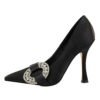 9511-15 Fashionable ultra high heel wine glass heel satin shallow mouth pointed sexy nightclub diamond single shoes 3