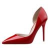 638-5 Korean fashion simple thin heel with high patent leather shallow mouth pointed hollow sexy slim high heels 3