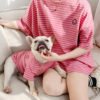 Wholesale Summer Stripe Full Size S-XXXXL Outfits Matching Pet Dog cat clothing and human Owner T-shirts Vest clothes from china 3