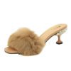 692-1 Fashionable and elegant outside wearing half slipper water drill fine with high heel MAO MAO rabbit hair slippers 3