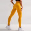 US Size Womens High Waisted Seamless Yellow Yoga Pants Jacquard with Waist Band Wholesale 3