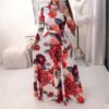 wholesale fashion Long sleeves women beach dress colorful stock Floral Long Maxi Women Dress 3