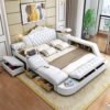 Luxury Modern design bedroom furniture smart bed bluetooth speaker and massage Multi-functional Upholstery Soft leather bed 3