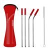 Bar Accessories Metal Drinking Straw 5 Pcs Set Straight Bent Reusable Straw Cleaning Brush 3