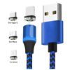1m 3.3FT Nylon Braided LED Magnetic Micro USB Type C Charging Cable For Iphone 3