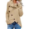 New Arrival Buttoned Wrap Turtleneck Sweater Women Cardigan 3