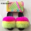 Spring/ Summer luxury genuine real fox fur flat shoes women fashion fur sandal shoes handmade female fur slippers 3