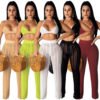 Sexy Openwork Bikini Top And Pants Beach Wear Summer Two Piece Outfits 2 Piece Set Women 3