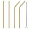 Eco Friendly Straight Reusable Stainless Steel Drinking Straws Gold Metal Straws 3