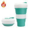 550ML Eco Friendly Wholesale Custom Portable Reusable Folding Silicone Collapsible Drinking Coffee Cup With Lid 3