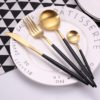 Wedding Reusable Restaurant Matte Gold Plated Stainless Steel Cutlery 3