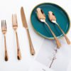 Wedding Fork And Spoon Knife Gift Set Rose Gold Bronze Copper Flatware Cutlery 3