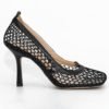 Multi high quality mesh material Med heels fish net Square head for Office Ladies Dating Shoes Easy Wear Slip-on Shoe 3