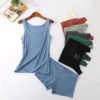 2020 amazon top Cotton Two Piece Set Women Sleepwear Elastic Pajamas Sexy Nightwear Women Summer Homewear Lingerie Top Shorts 3