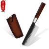 Traditional Japanese kitchen knife small cleaver chopping knife 7 inch Nakiri knife with leather sheath 3