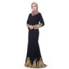 Women Muslim Clothing Black Plus Size Long Sleeve Party Evening Slim Abaya Dress In Dubai 3