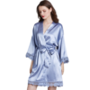 Bridal Bridesmaid satin silk lace trim blue robe for Wedding 3