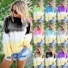 2019 Tie Dye Ladies Blouse Long Sleeve Gradient Print Plus Size Women's Blouse & Tops 3