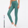 Double Side Nylon Yoga Leggings No Front Middle Seam High Waist Gym Wear Sports Pants Women 3