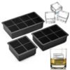 BHD Custom Reusable FDA Food Grade BPA Free Large Square Molds Easy Release 8 Cavity Silicone Ice Cube Trays With Lids 3