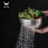 High Grade Stainless Steel Colander Strainer Rice Wash Bowl with Drainers Vegetable Fruit Washing Bowl 3
