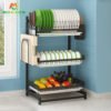 3 Tiers Stainless Steel Dishes Drainer Storage Shelf Kitchen Stand Bowl Plate Dish Rack 3