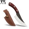 Amazon hot sale Chinese butcher knife 5MM razor sharp handmade pocket hunting knife outdoor with leather sheath 3