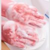 China Products Manufacturers Magic Rubber Hand washing reusable silicone dishwashing Gloves for kitchen 3