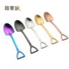 Food Grade Stainless Steel 304 Creative Shovel Shape Engraved Metal Tea Coffee Spoon 3